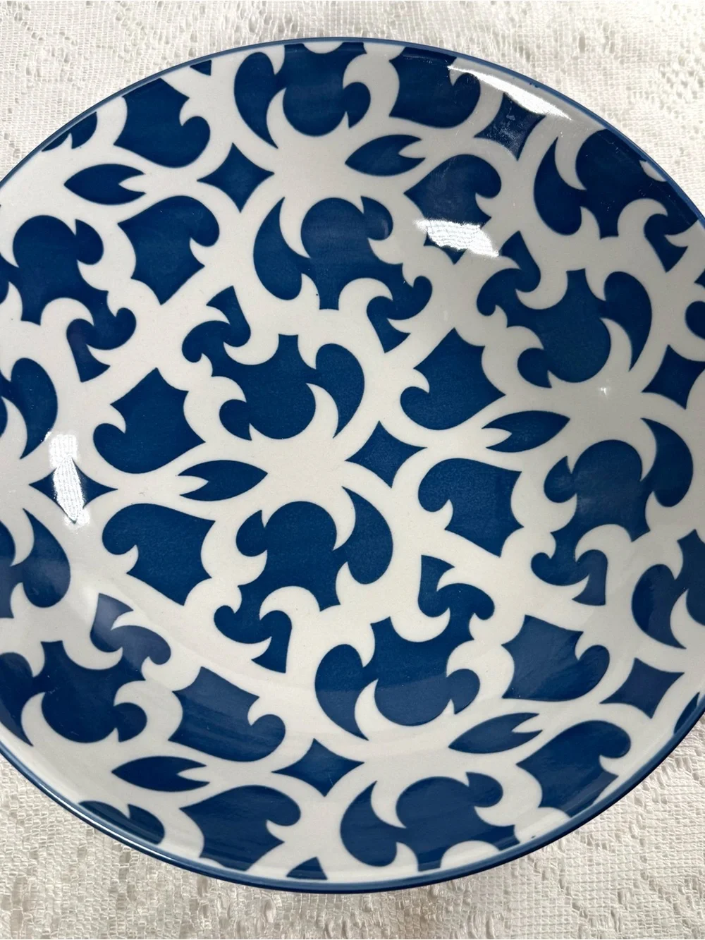 Certified International Blue and White Ornate Ceramic Bowl Set